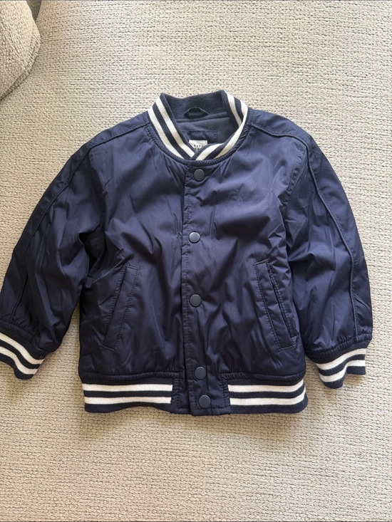 GAP Other - GAP Navy Blue Kids Puffer Bomber Jacket with Striped Trim